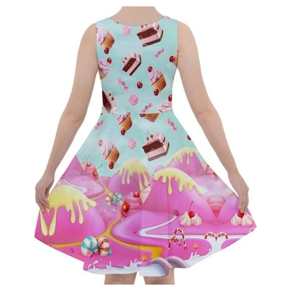 Spring Sweetness – Dessert Print Fit & Flare Swing Dress with Pockets 🍓🌼🍰 - Picture 2 of 6